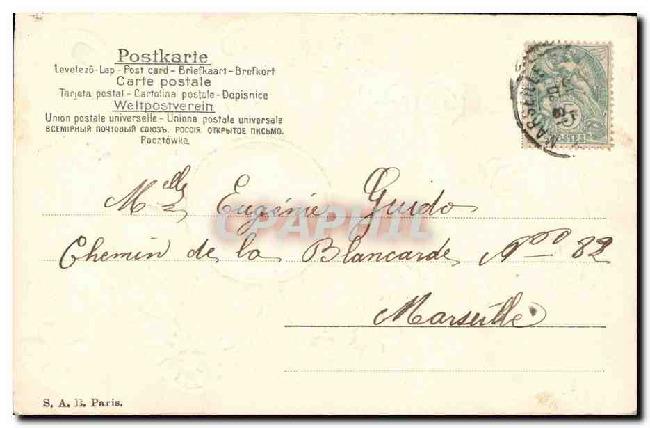 CPA Fantaisie Fleurs Trefles  — Verso