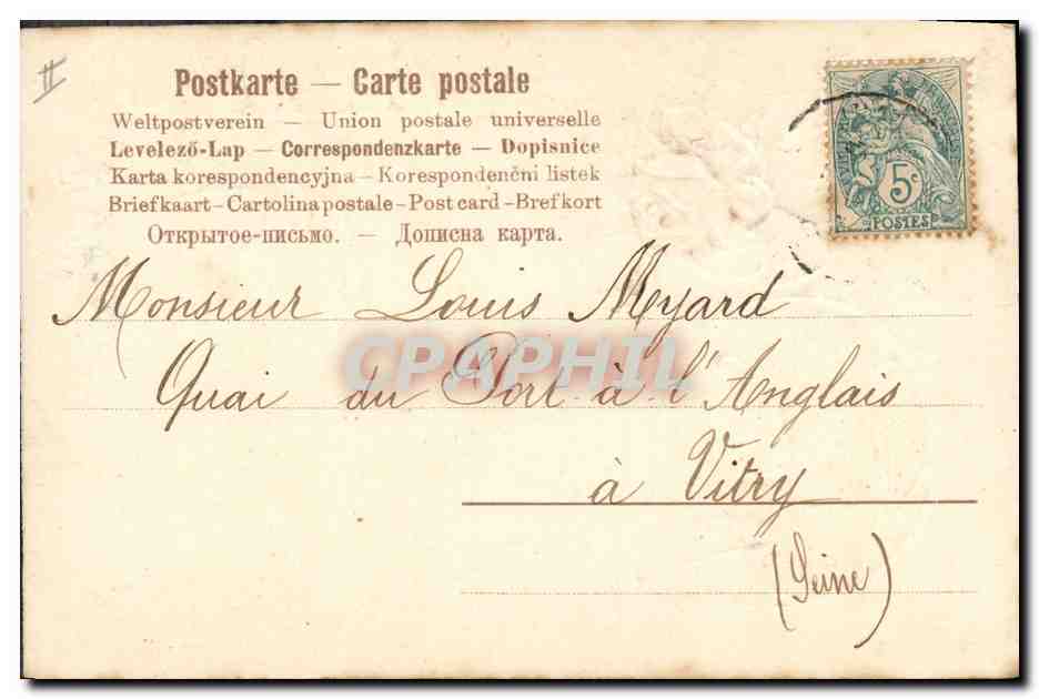 CPA Fantaisie Fleurs Hirondelles Bateau  — Verso