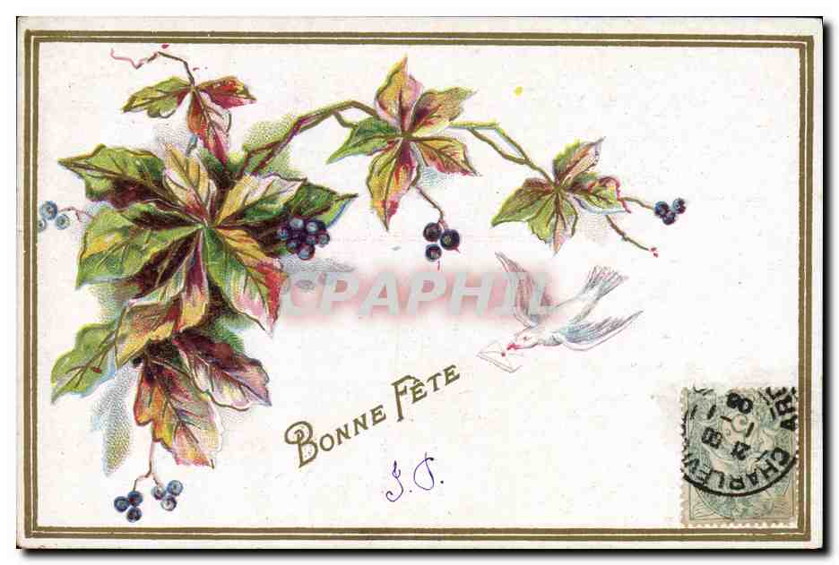 CPA Fantaisie Fleurs Oiseau 