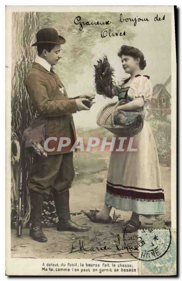 CPA Chasse Femme Chasseur 
