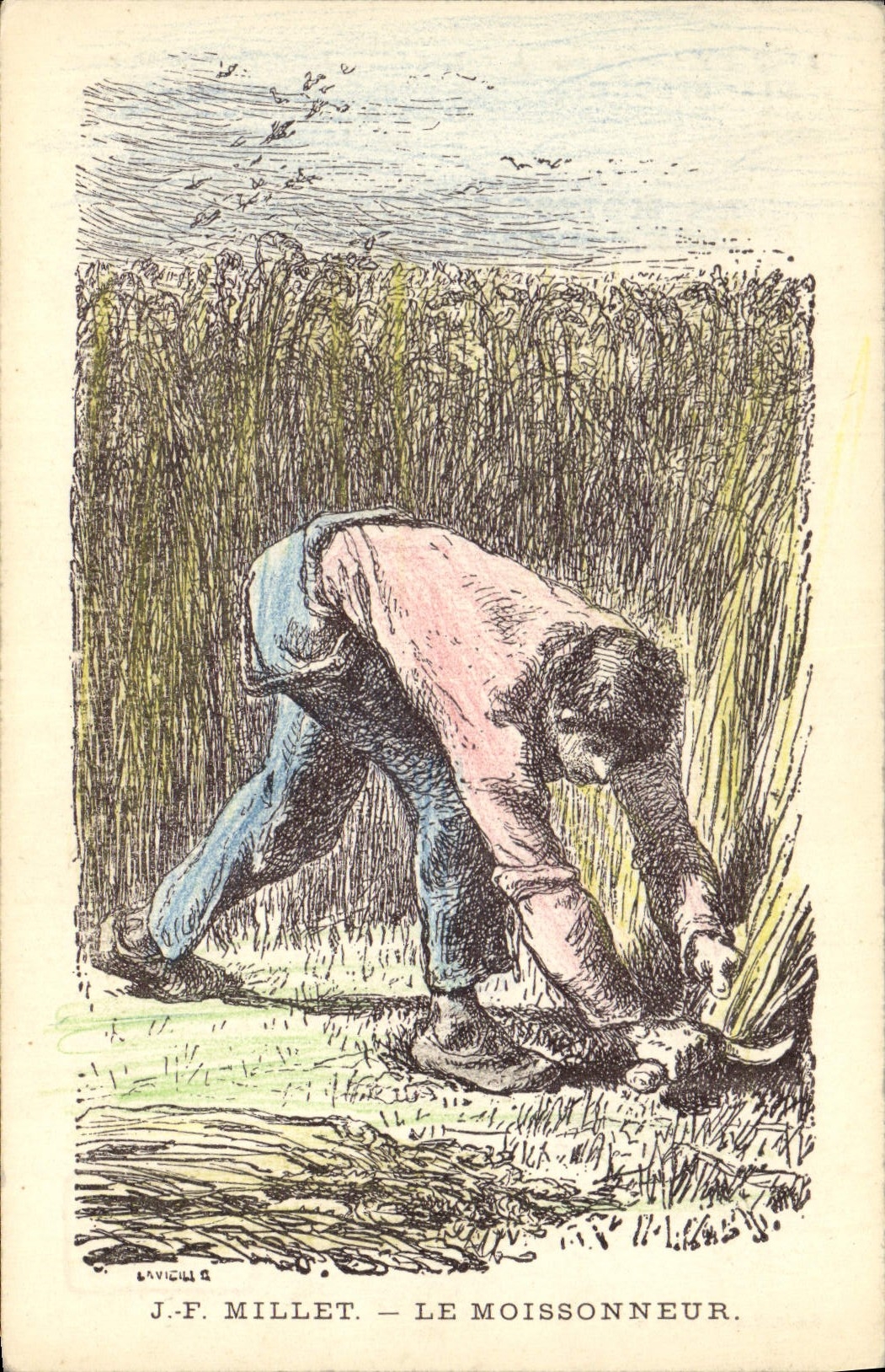 CPA Fantaisie Illustrateur JF Millet Le moisonneur 