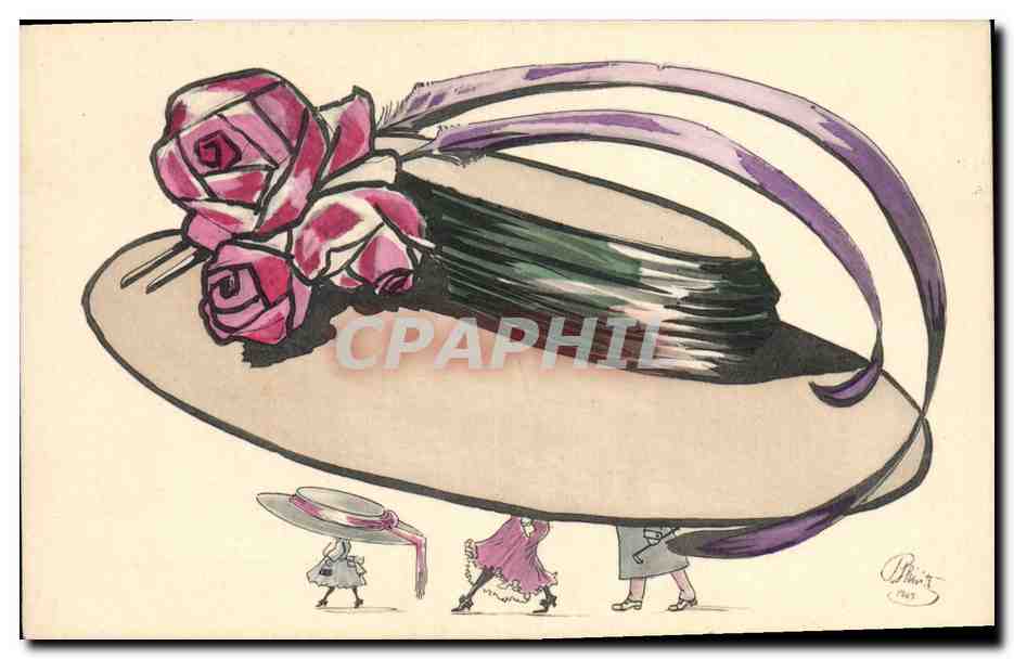 CPA Fantaisie Illustrateur Femmes Chapeau 