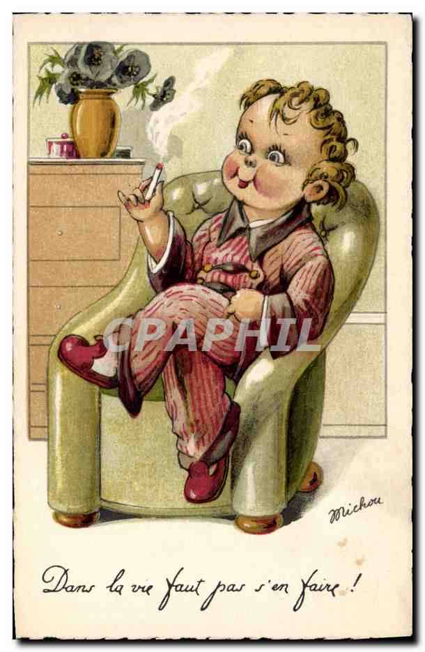 CPA Fantaisie Illustrateur Enfant Cigarette Tabac Michou 