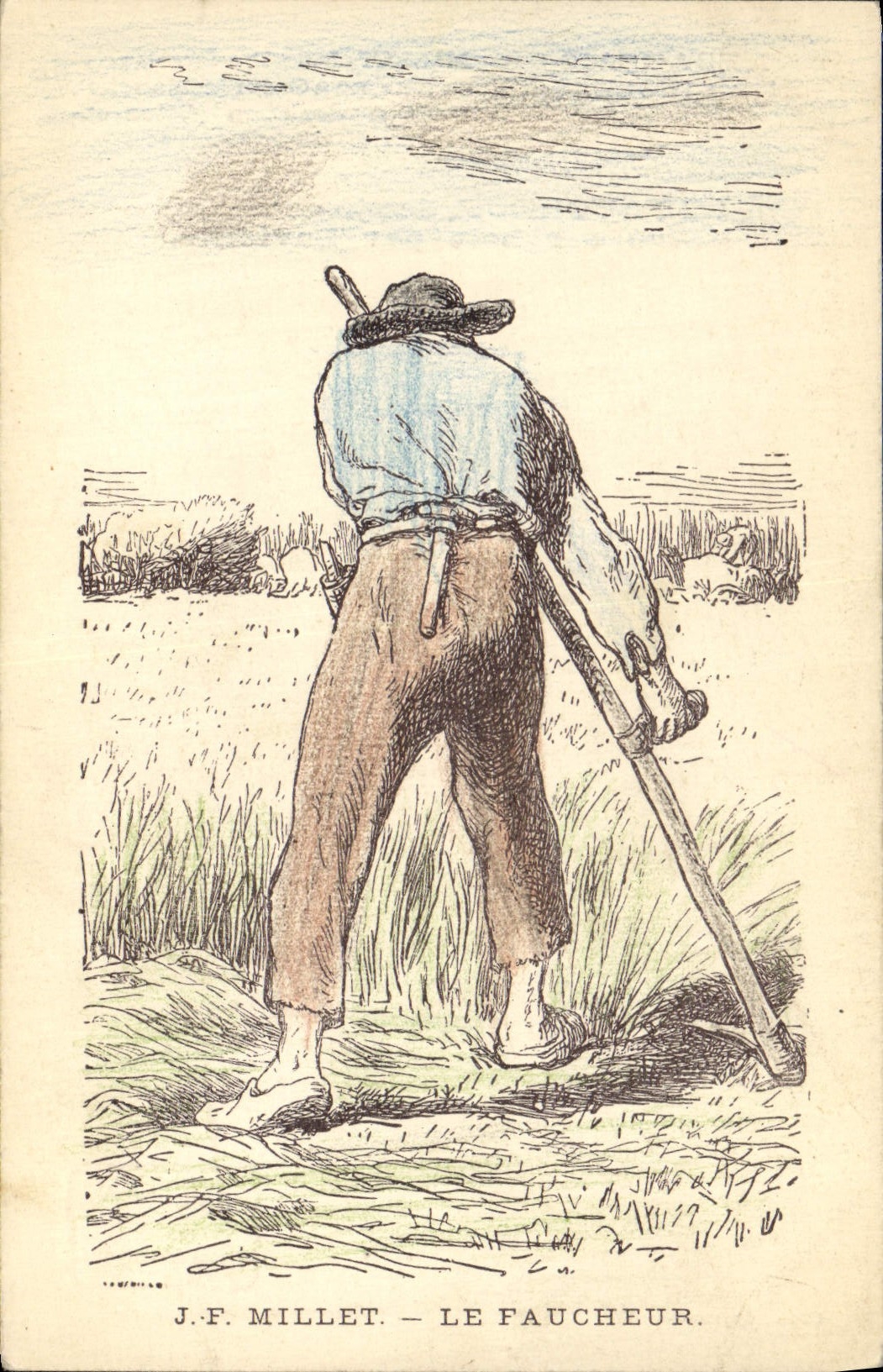CPA Fantaisie Illustrateur JF Millet Le faucheur 