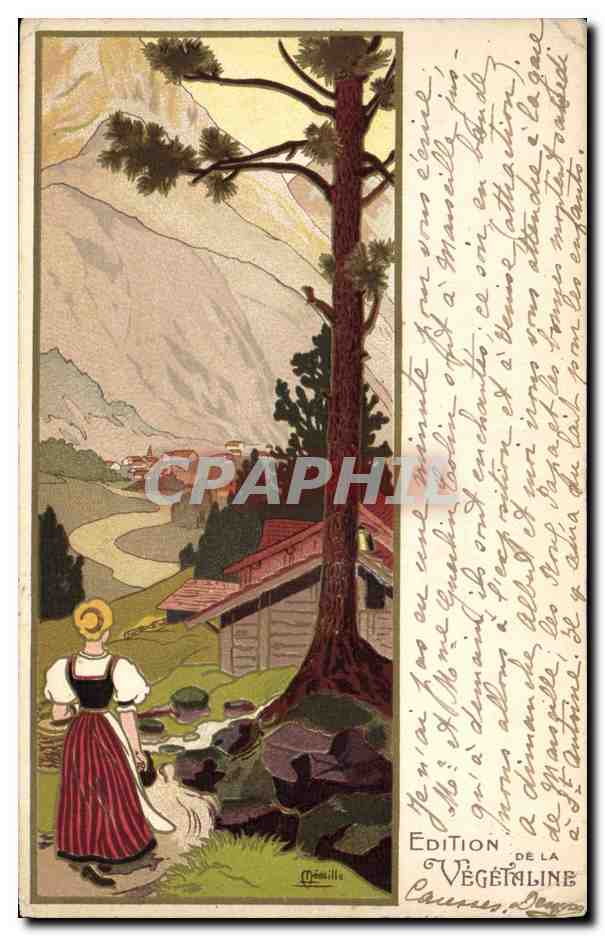 CPA Fantaisie Illustrateur Femme Montagne Vegetaline 