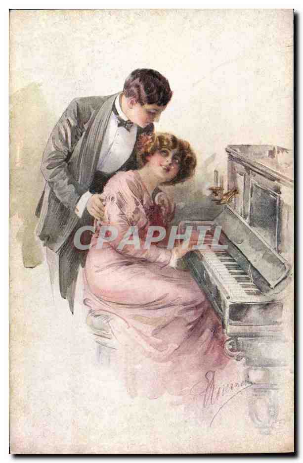 CPA Fantaisie Illustrateur Femme Piano 
