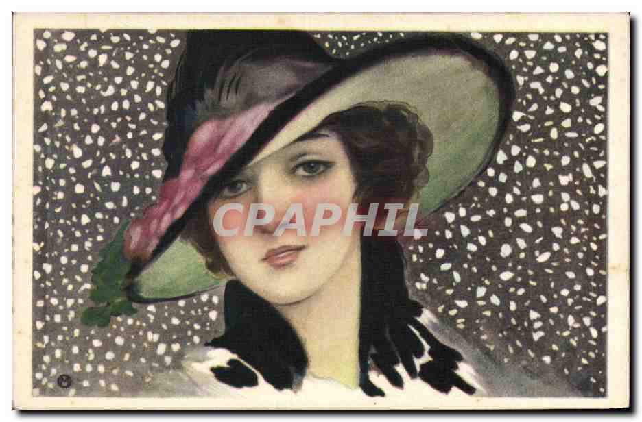 CPA Fantaisie Illustrateur Femme Chapeau 
