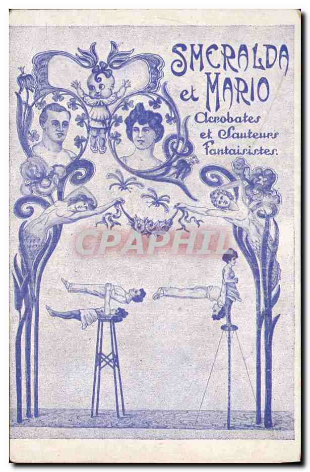 Smeralda et Mario — Acrobates et Sauteurs Fantaisistes — Carte publicitaire