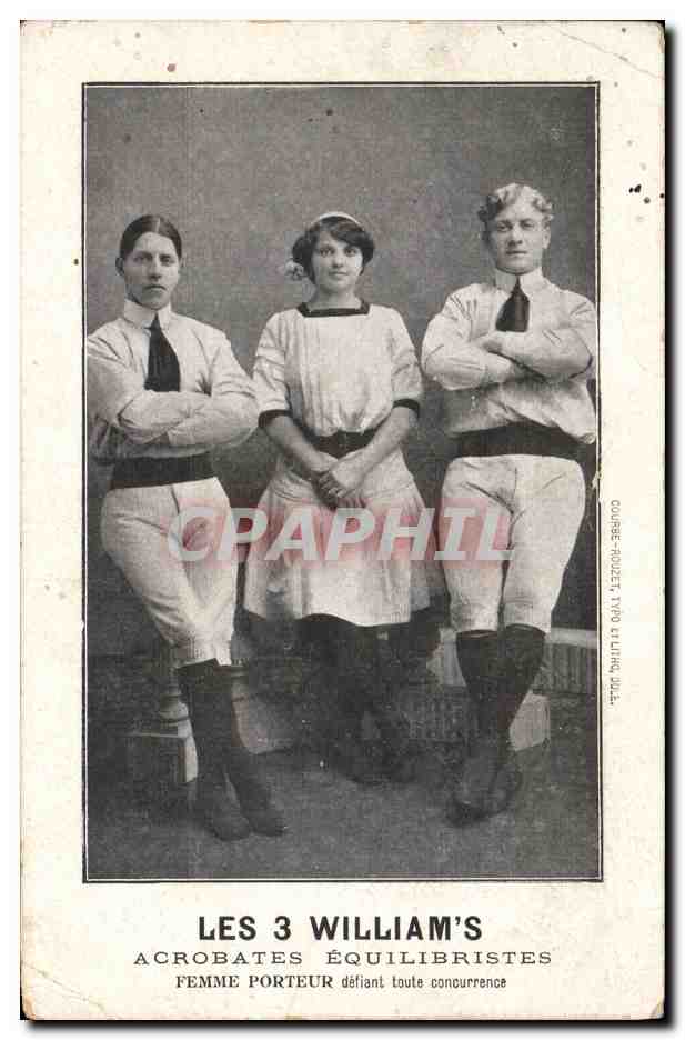 CPA Cirque Les 3 William's Acribates equilibristes Femme porteur