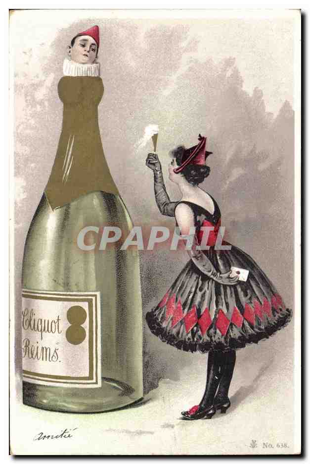 CPA Cirque Femme Clown Cliquot Reims Champagne 