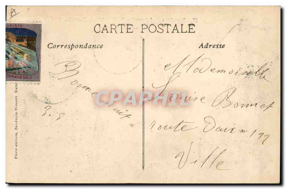Exposition Internationale d'Électricité — Quinconce Central — Marseille 1908 — Reverso