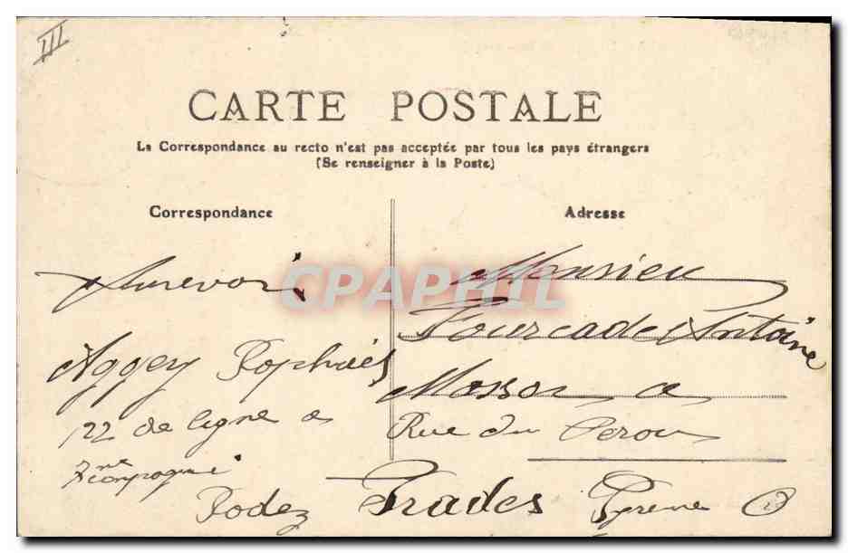 CPA Kiosque de la musique Rodez  — Rückseite