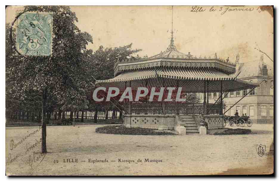 CPA Kiosque de musique Esplanade Lille 