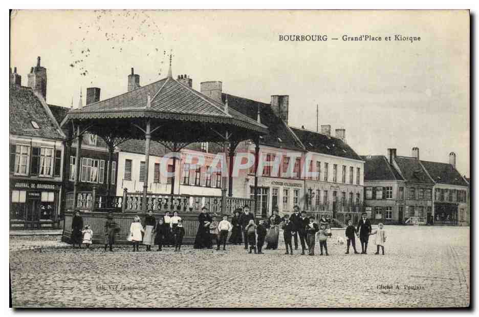 Bourbourg — Grand'Place et Kiosque — Éditeur A. Doulaine