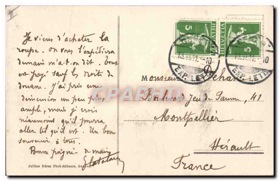 Grand St. Bernard — Avant le Départ! — J. J. 8472 — Verso