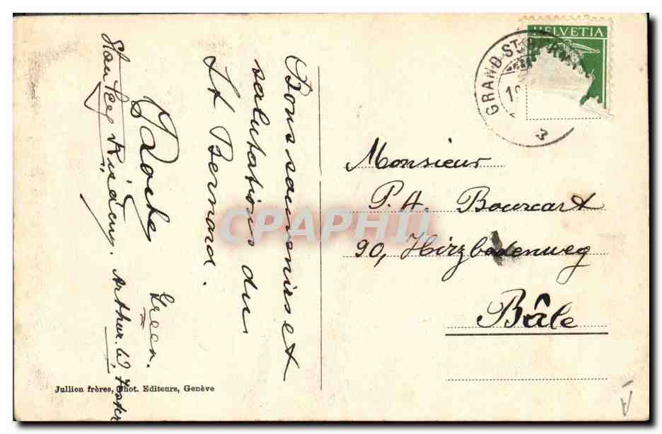 Les Samaritains du Grand St Bernard — J. J. 8923 — Jallion frères, Genève — Achterkant
