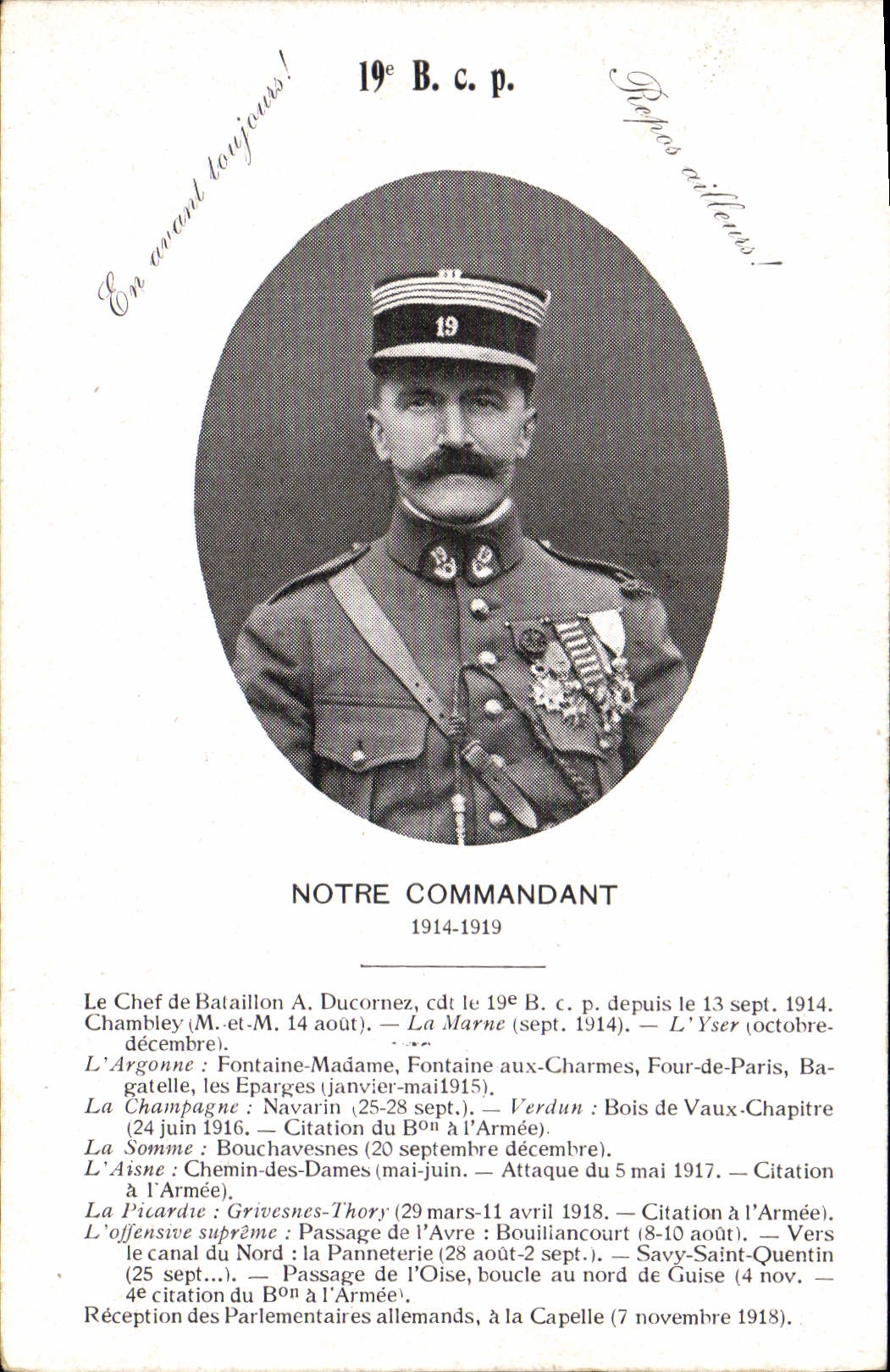 CPA Militaria Notre Commandant 19eme Bcp Chef de bataillon 