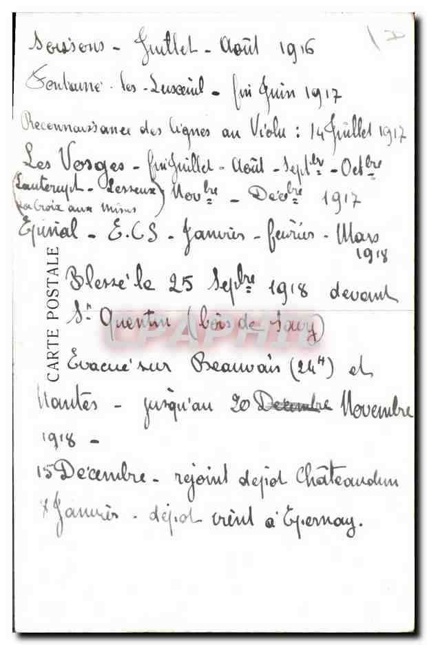 CPA Militaria Notre Commandant 19eme Bcp Chef de bataillon  — Verso