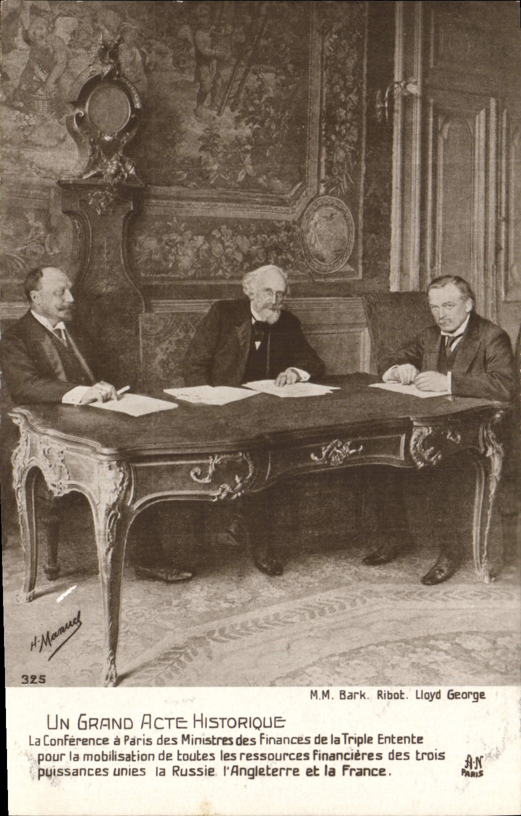 CPA Militaria La conference a Paris des Ministres des finances de la Triple Entente Russie Angleterre France Russia 