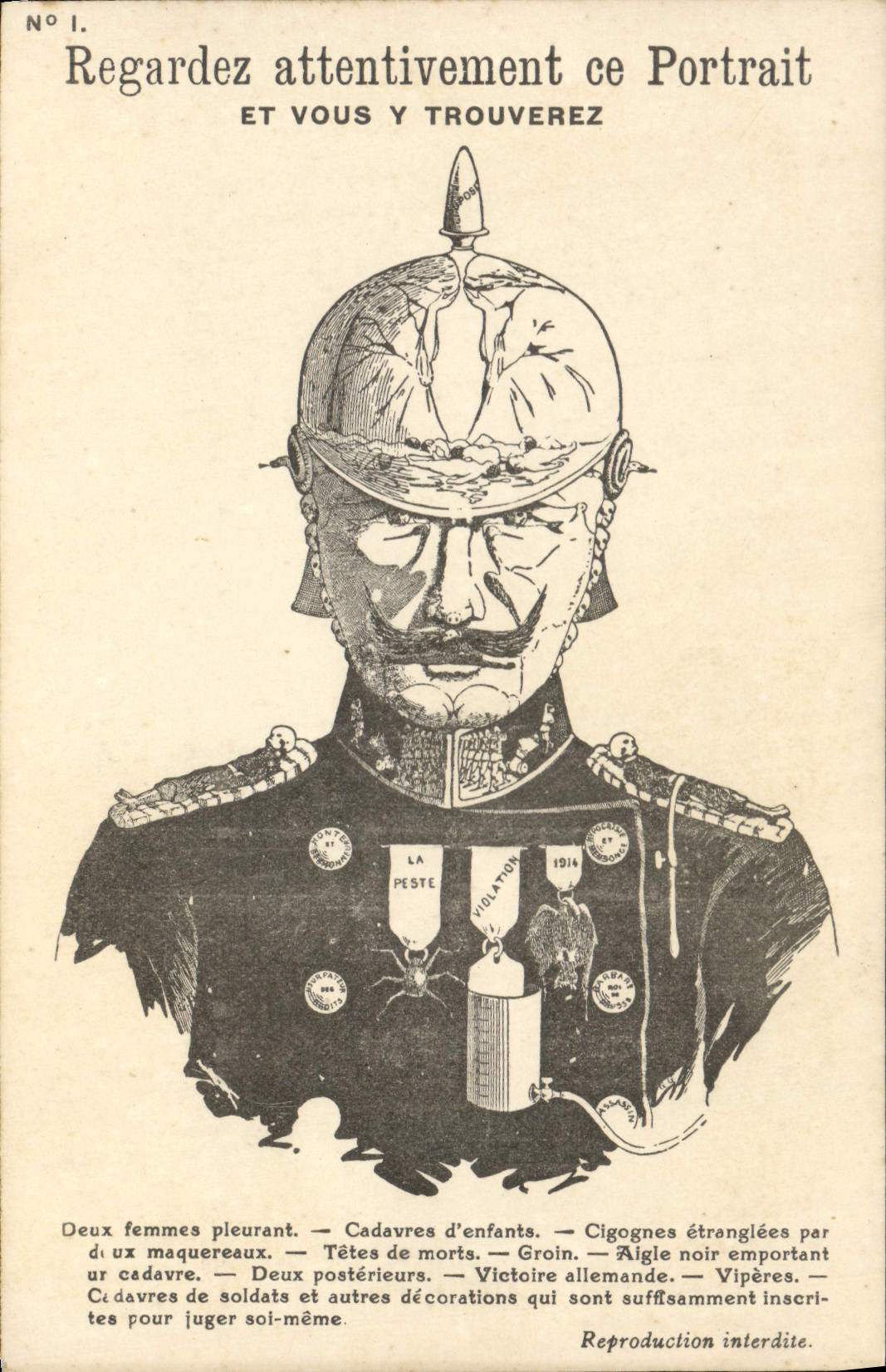CPA Militaria Regardez attentivement ce portrait 