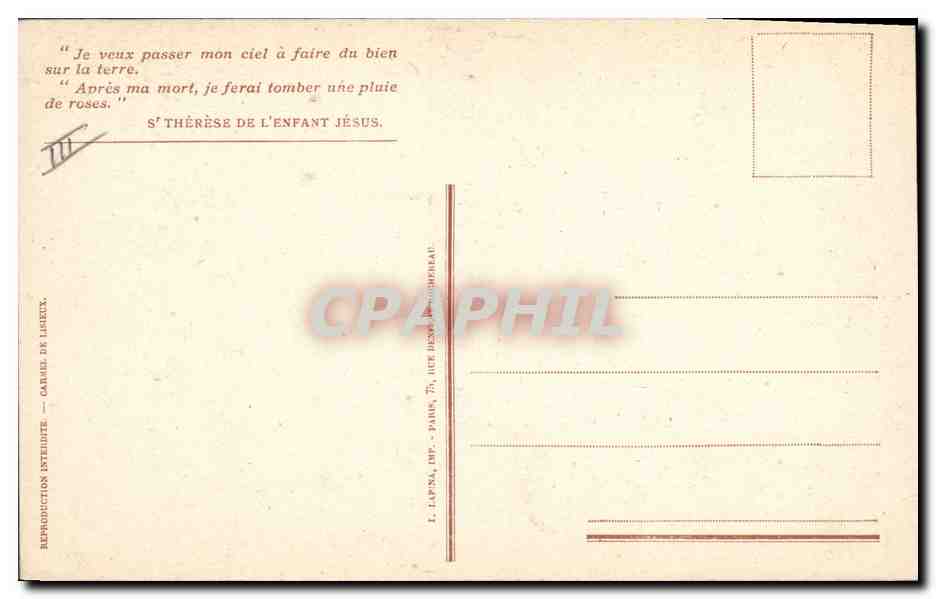 CPA Militaria Therese de l'Enfant Jesus Attentive a toutes les causes  — Rückseite
