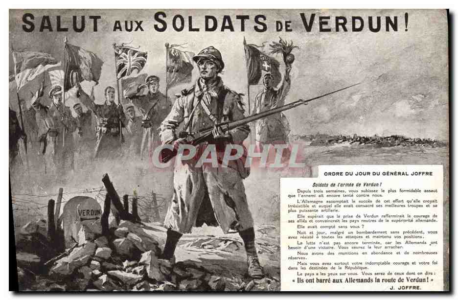 CPA Militaria Salut aux soldats de Verdun Ordre du jour du General Joffre 
