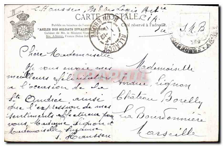 CPA Militaria Observateur d'artillerie Andre Lynen  — Verso