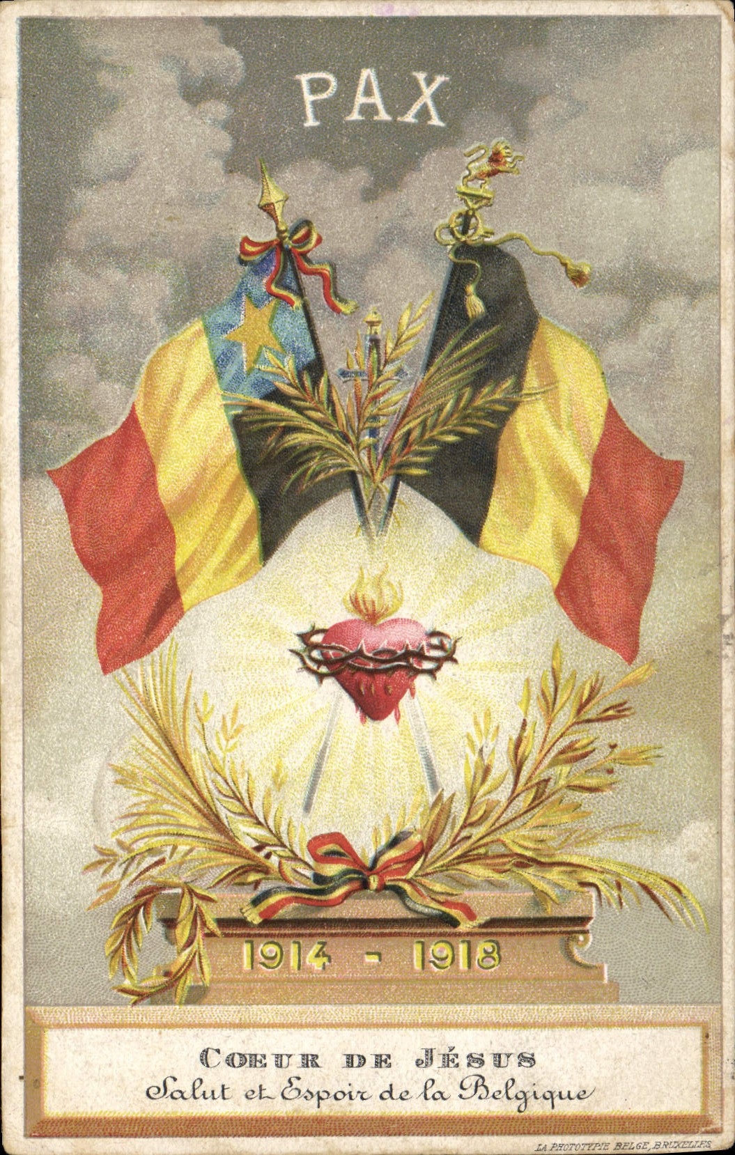 CPA Militaria Coeur de Jesus Salut et espoir de la Belgique 