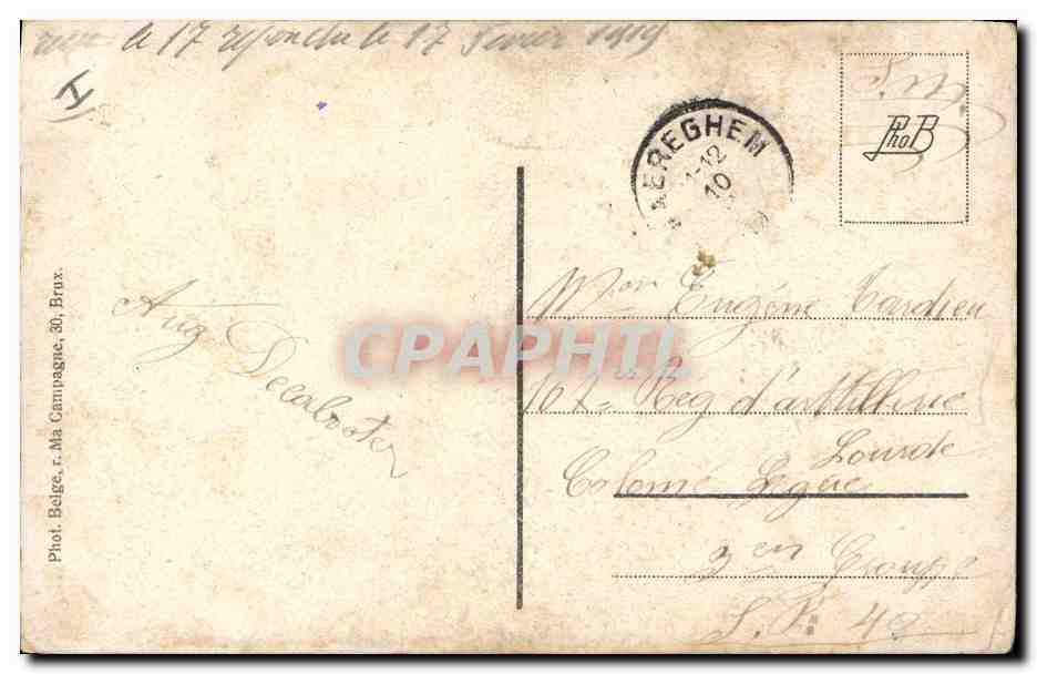 CPA Militaria Coeur de Jesus Salut et espoir de la Belgique  — Verso