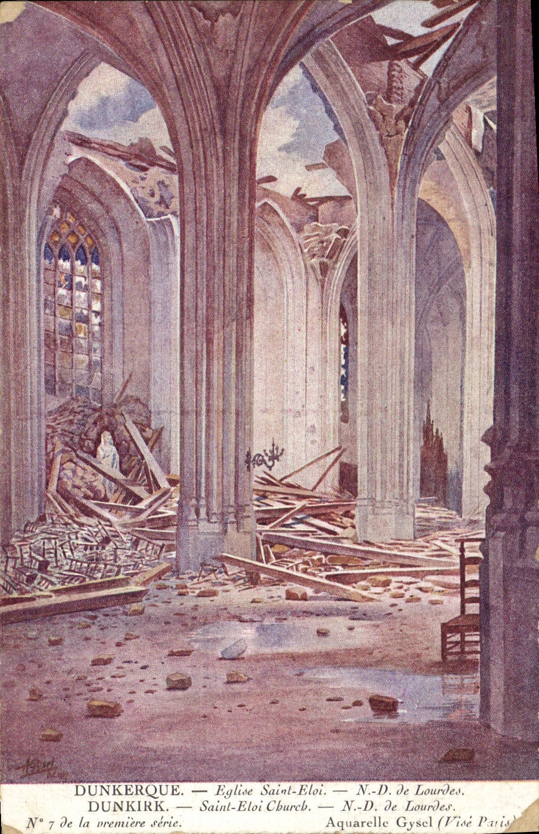 CPA Militaria Dunkerque Eglise Saint Eloi ND de Lourdes 