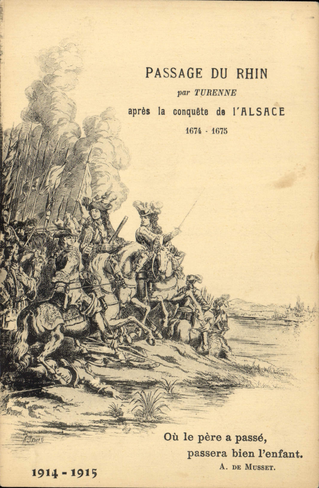 CPA Militaria Passage du Rhin par Turenne apres la conquete de l'Alsace 