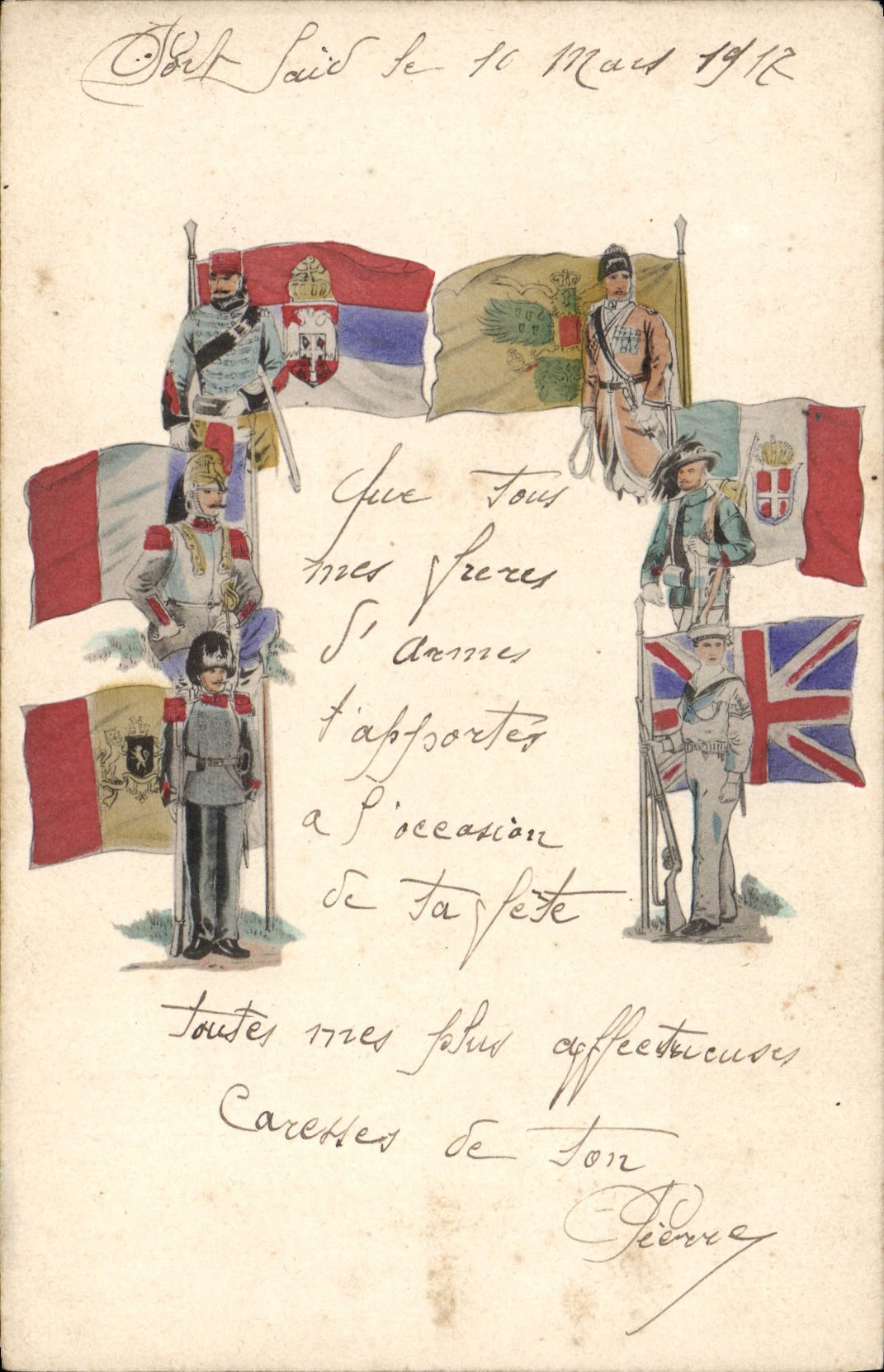 CPA Militaria Soldats Drapeaux 