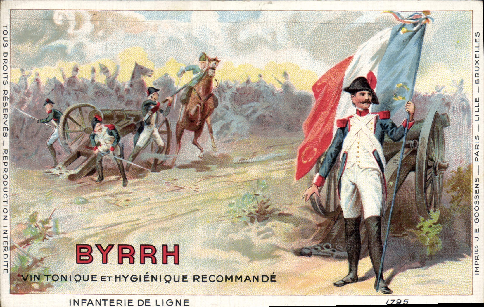 CPA Militaria Byrrh Infanterie en ligne (carte toilee) 