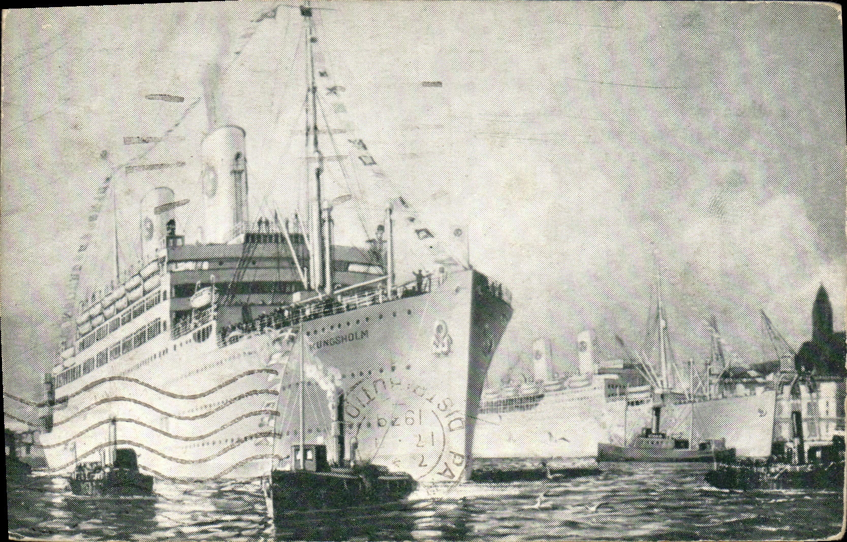 Le paquebot Kungsholm — Southampton — éditeur Svenska Amerika Linjen, n° de série non visible