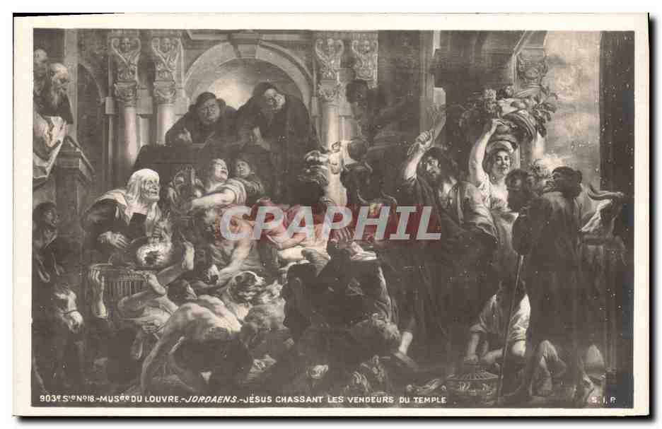 CPA Musee du Louvre Paris Jordaens Jesus chassant les vendeurs du temple 