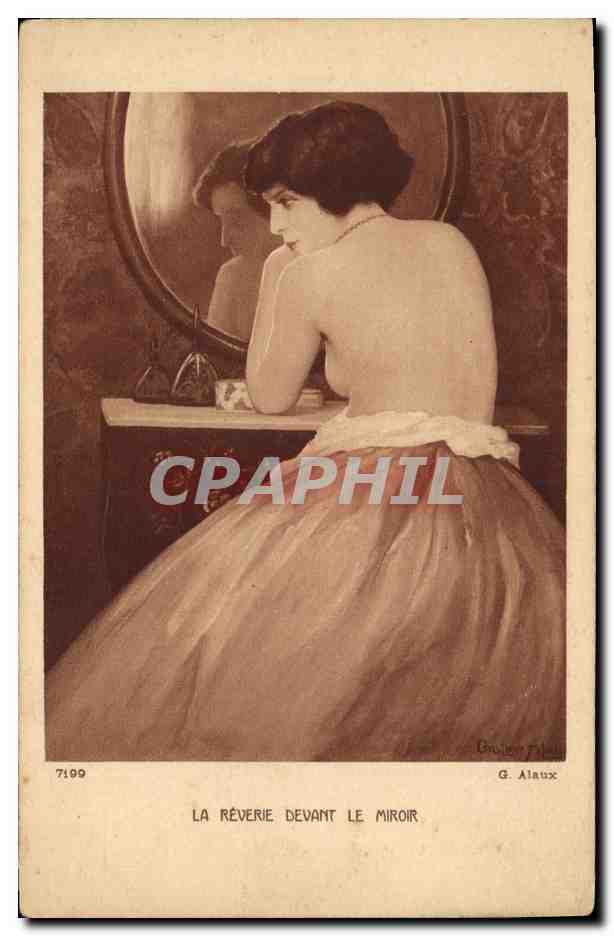 CPA La reverie devant le miroir 