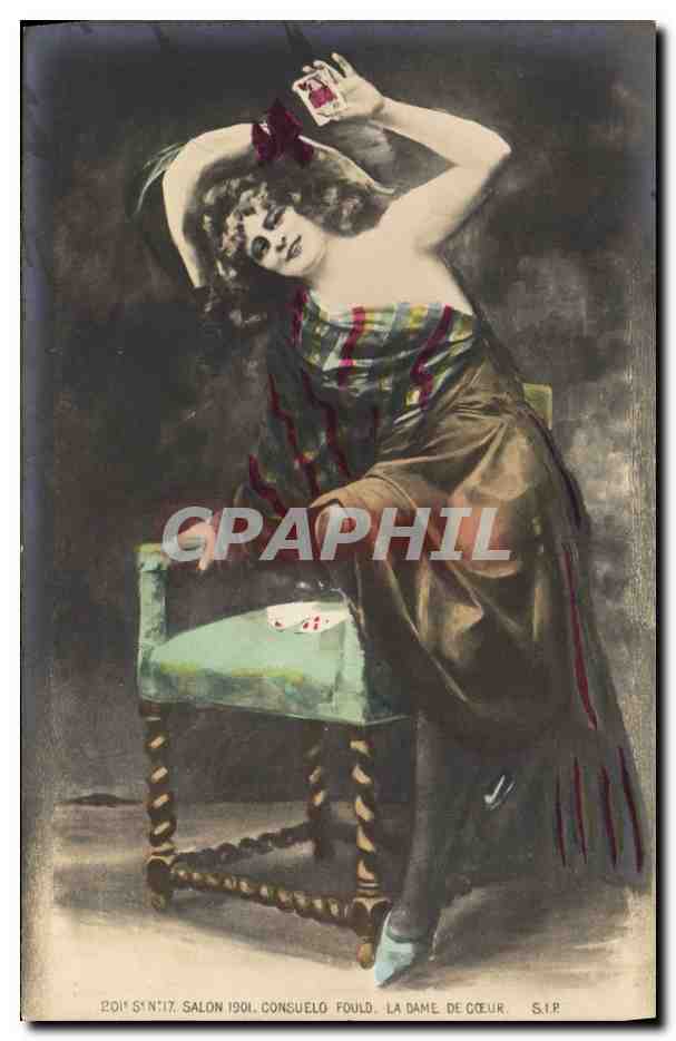 CPA Salon 1901 Consuelo Fould La dame de coeur Cartes 