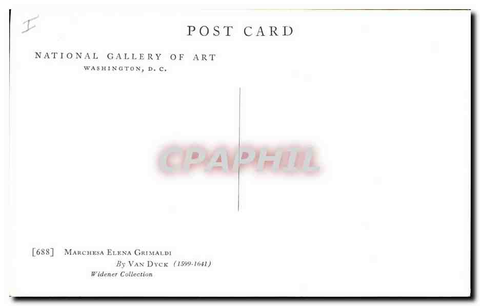 CPA Marchesa Elena Grimaldi Van Dyck Widener Collection  — Verso