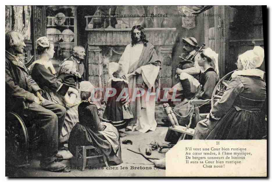CPA Folklore Botrel Les chansons de Botrel illustrees Jesus chez les Bretons 