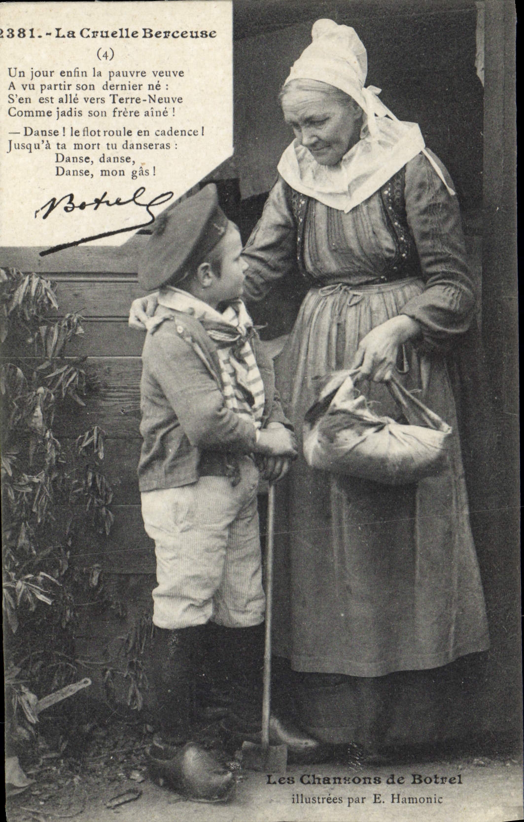 CPA Folklore Botrel Les chansons de Botrel illustrees La cruelle berceuse Enfant Grand mere 