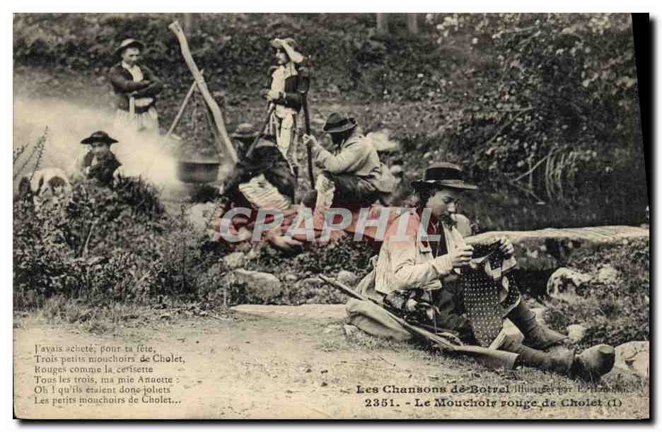CPA Folklore Le mouchoir rouge de Cholet Les chansons de Botrel illustrees 