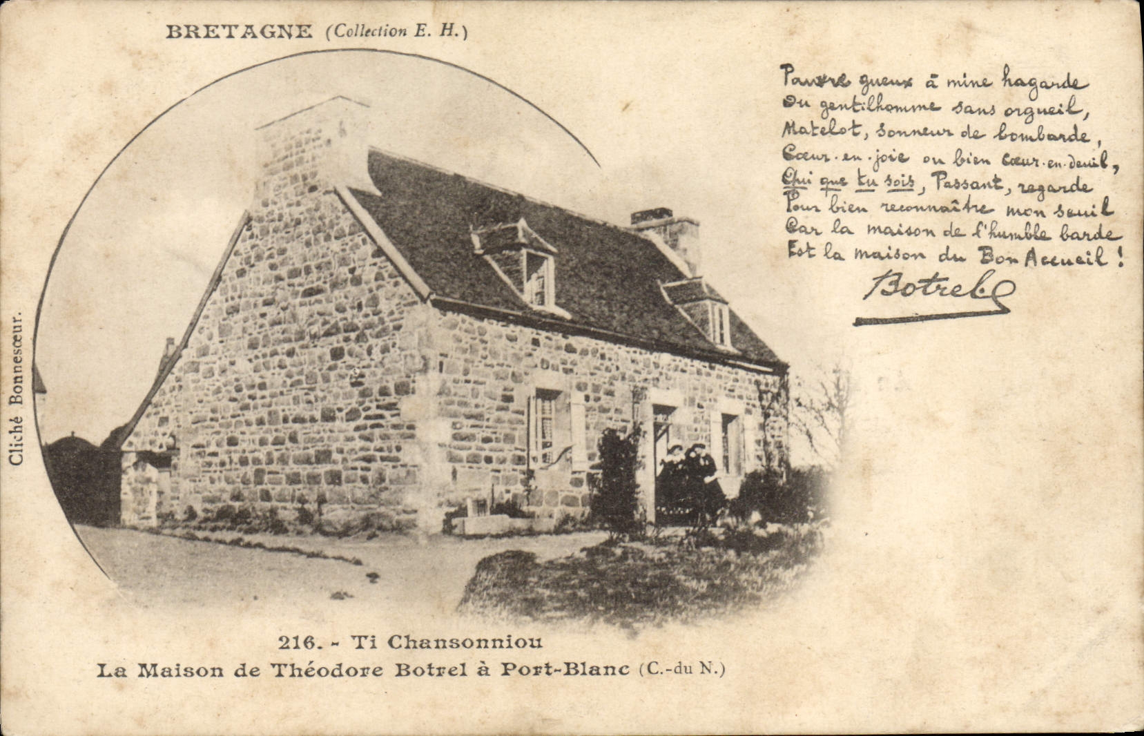 CPA Folklore Botrel Ti chansonniou La maison de Theodore Botrel a Port Blanc 