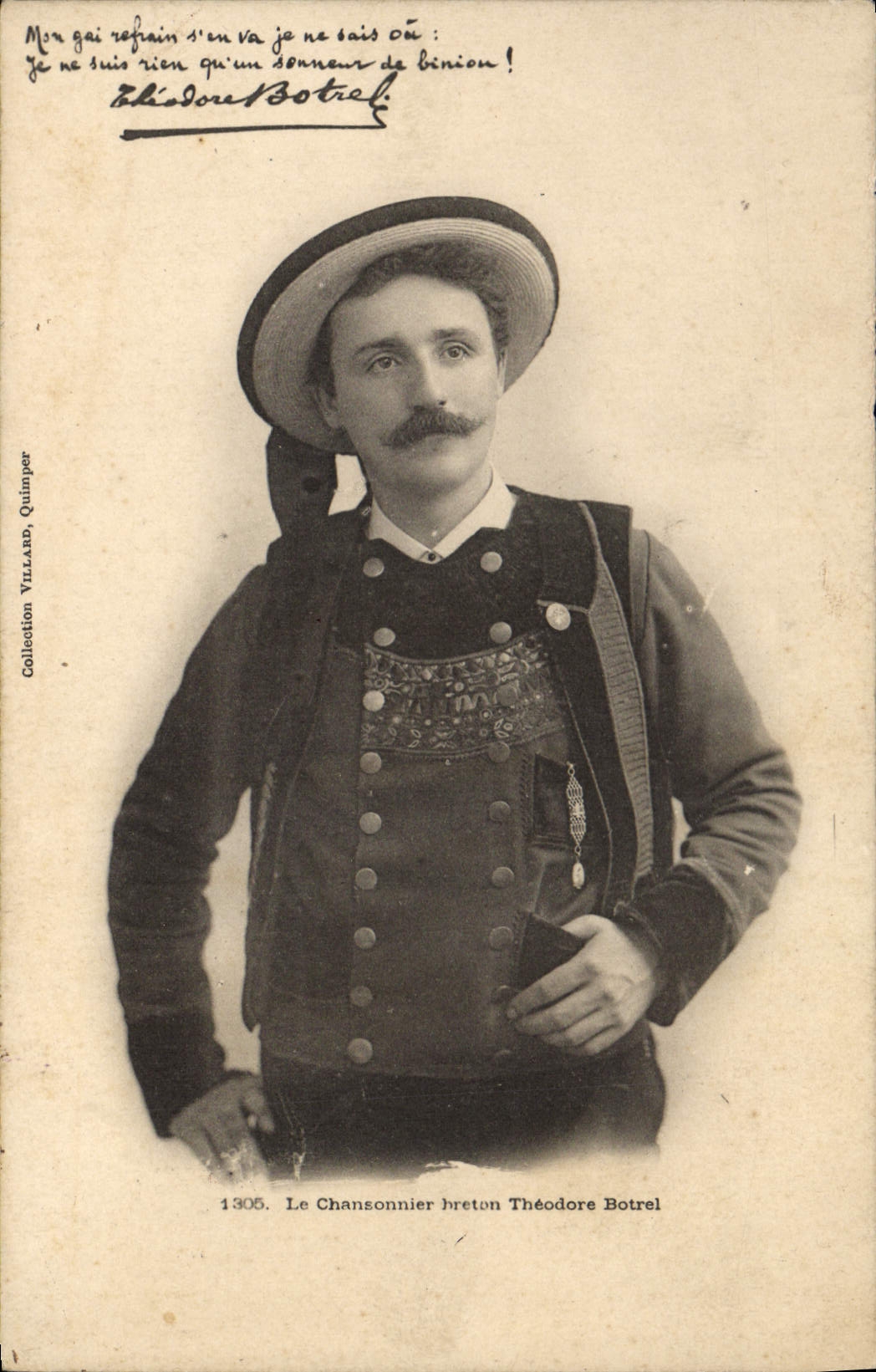 CPA Folklore Botrel Le chansonnier breton Theodore Botrel 