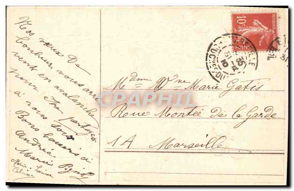 CPA Fantaisie Fleurs Bonne annee  — Verso