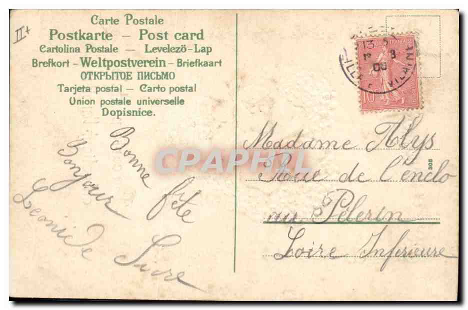 CPA Fantaisie Fleurs Trefle Coeur  — Verso