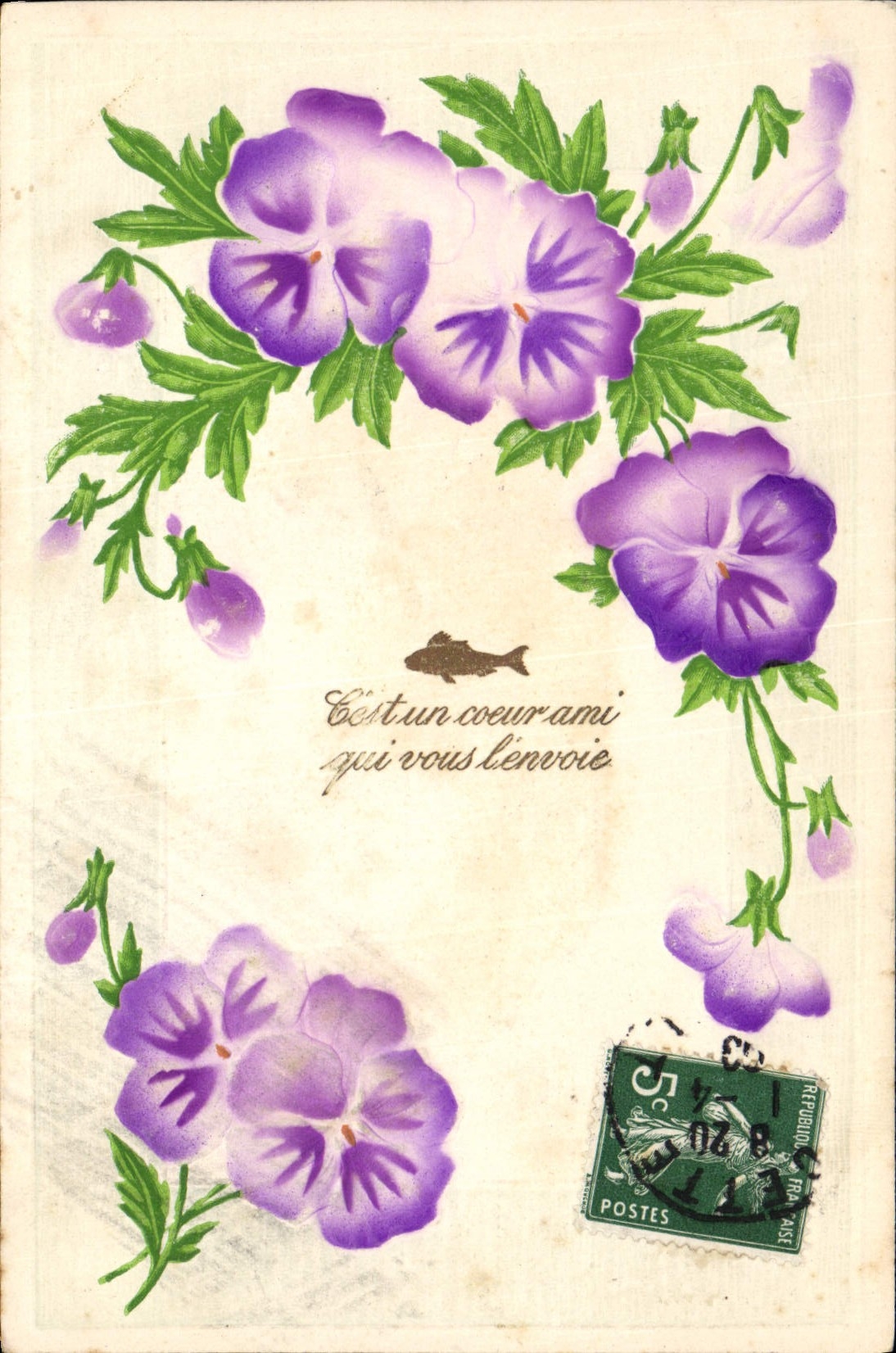 CPA Fantaisie Fleurs Poisson 