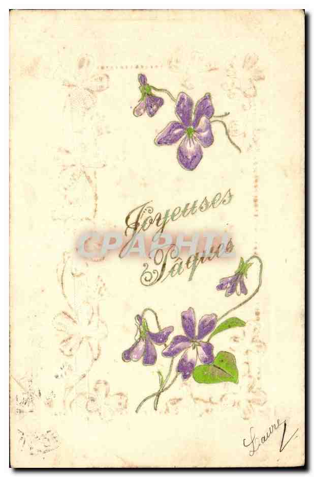 CPA Fantaisie Fleurs Paques 