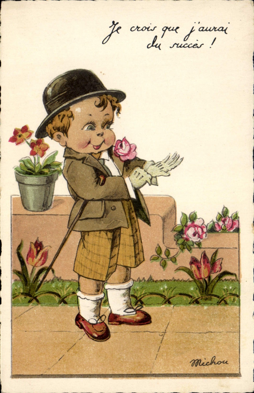 CPA Fantaisie Illustrateur Enfant Je crois que j'aurai du succes Michou 