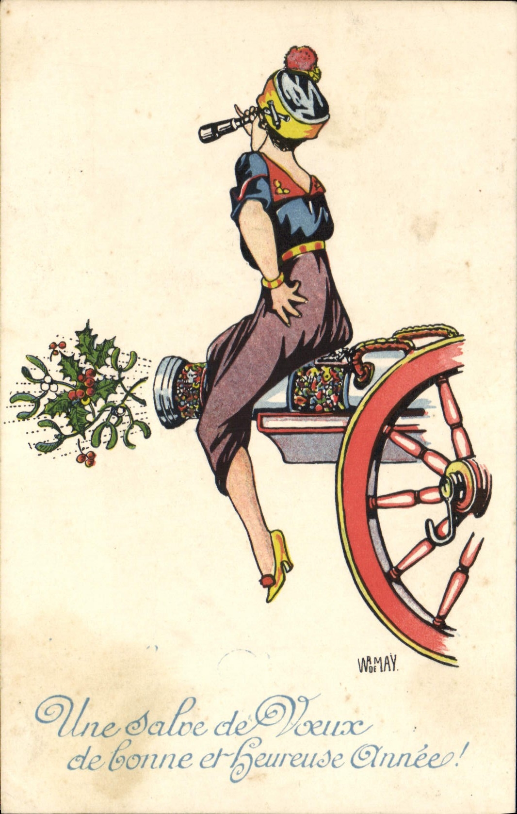CPA Fantaisie Illustrateur Femme Canon 