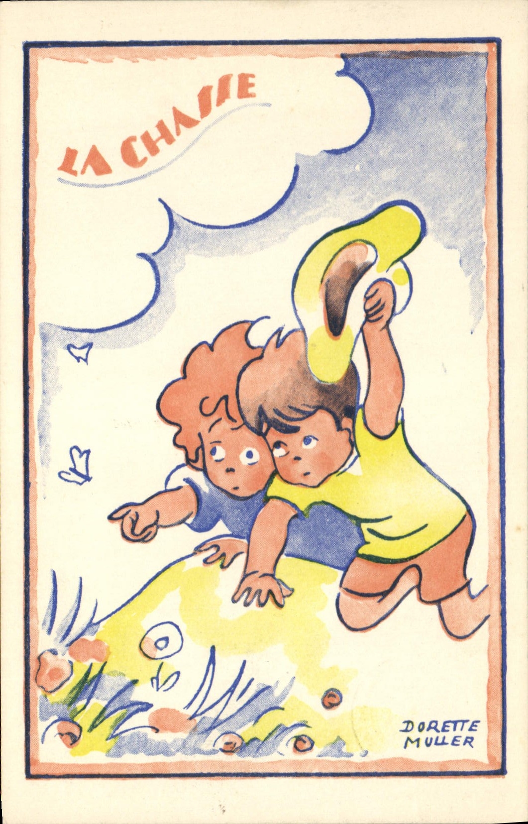 CPA Fantaisie Illustrateur Enfants La chasse Dorette Muller 